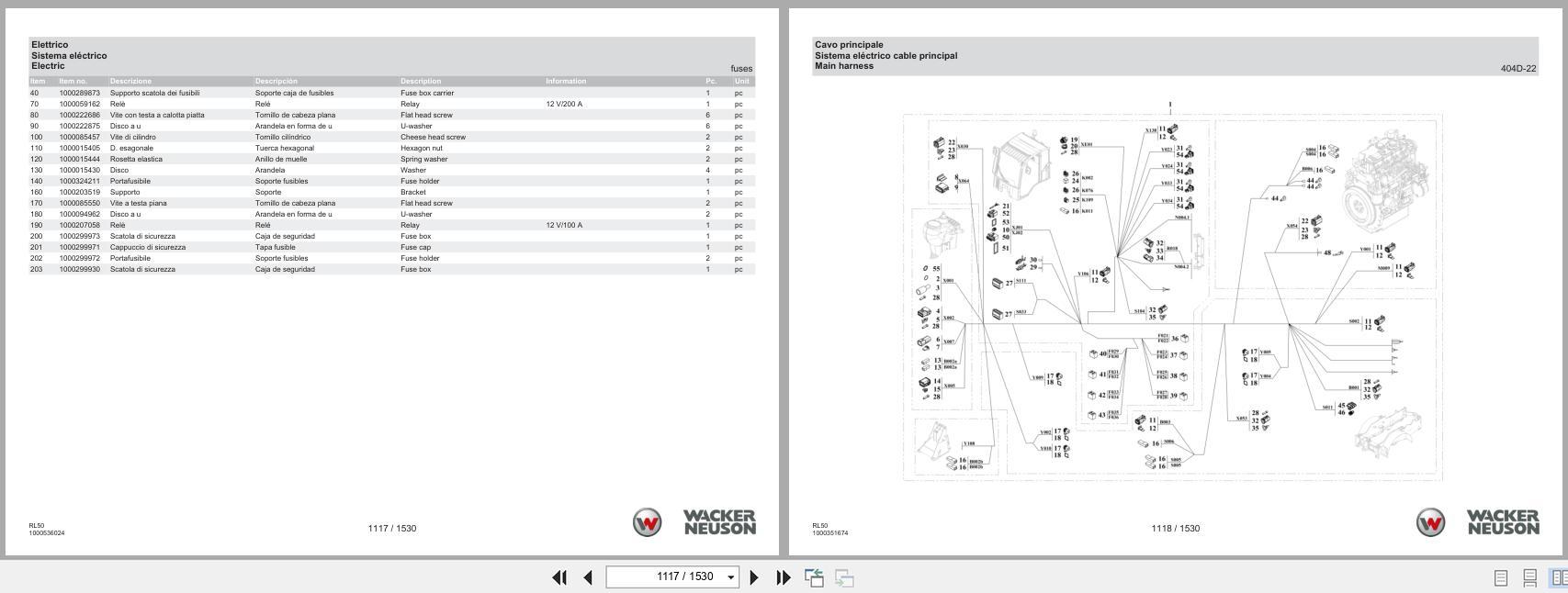 Wacker Neuson Wheel Loader WL44 Low Front Frame RL50 Spare Parts Catalog 08.2024 IT ES EN (2)