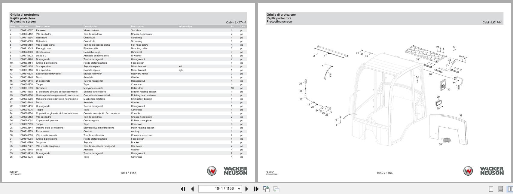 Wacker Neuson Wheel Loader WL44 Stage V RL50 LP Spare Parts Catalog 08.2024 IT ES EN (2)