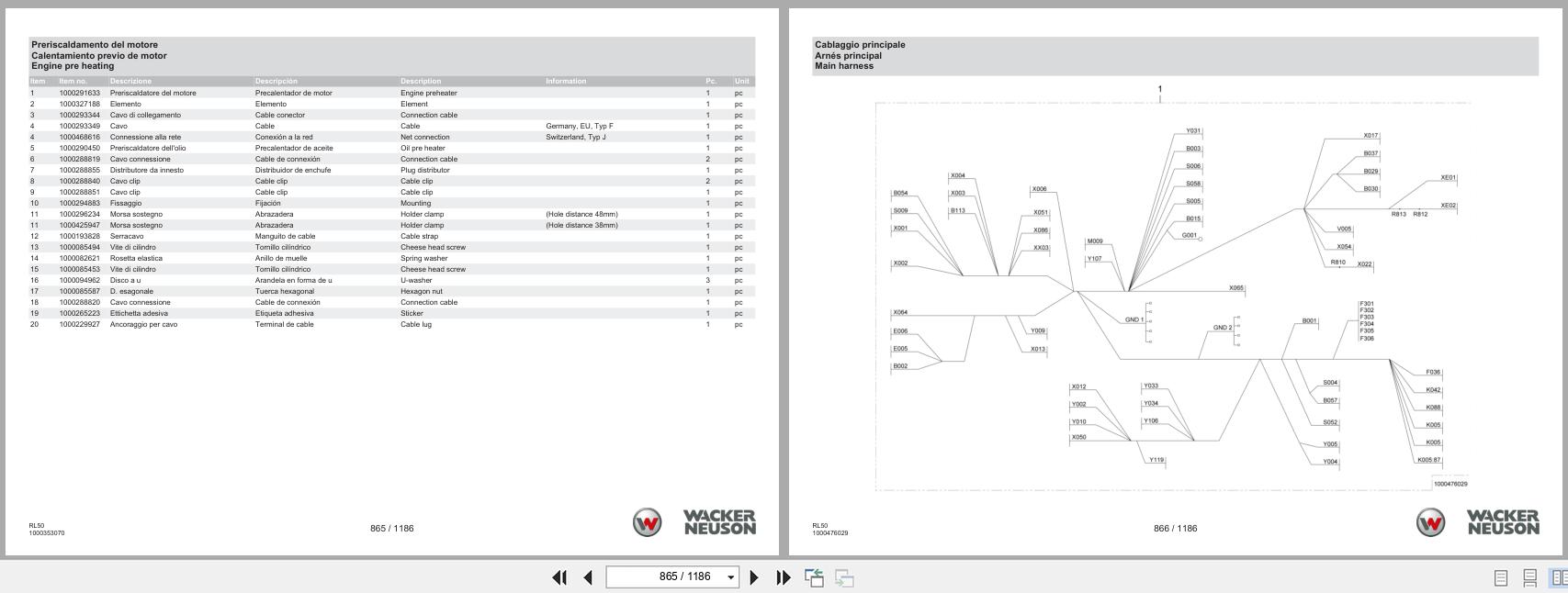 Wacker Neuson Wheel Loader WL52 Stage V RL50 Spare Parts Catalog 08.2024 IT ES EN (2)