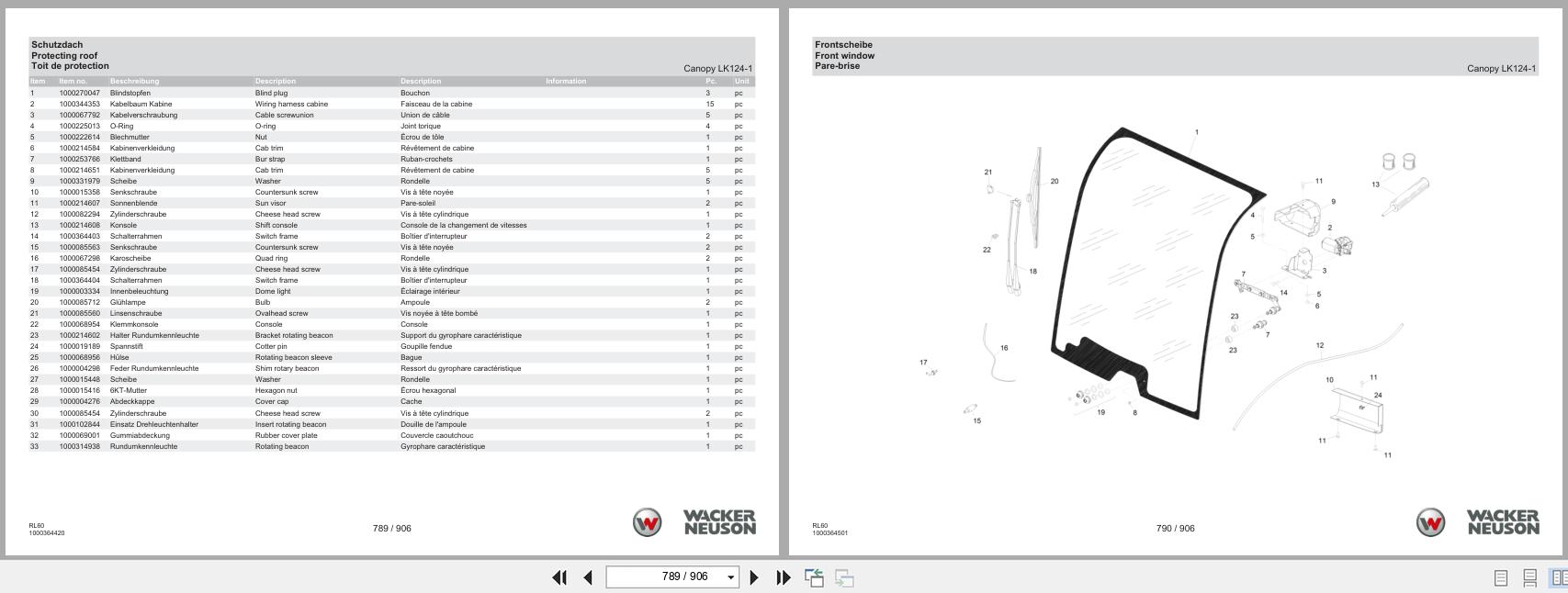 Wacker Neuson Wheel Loader WL54 Stage V RL60 Spare Parts Catalog 08.2024 DE EN FR (2)