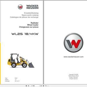 Wacker Neuson Wheel loader WL25 18.4KW RL24 Spare Parts Catalog 06.2022 DE EN FR (1)
