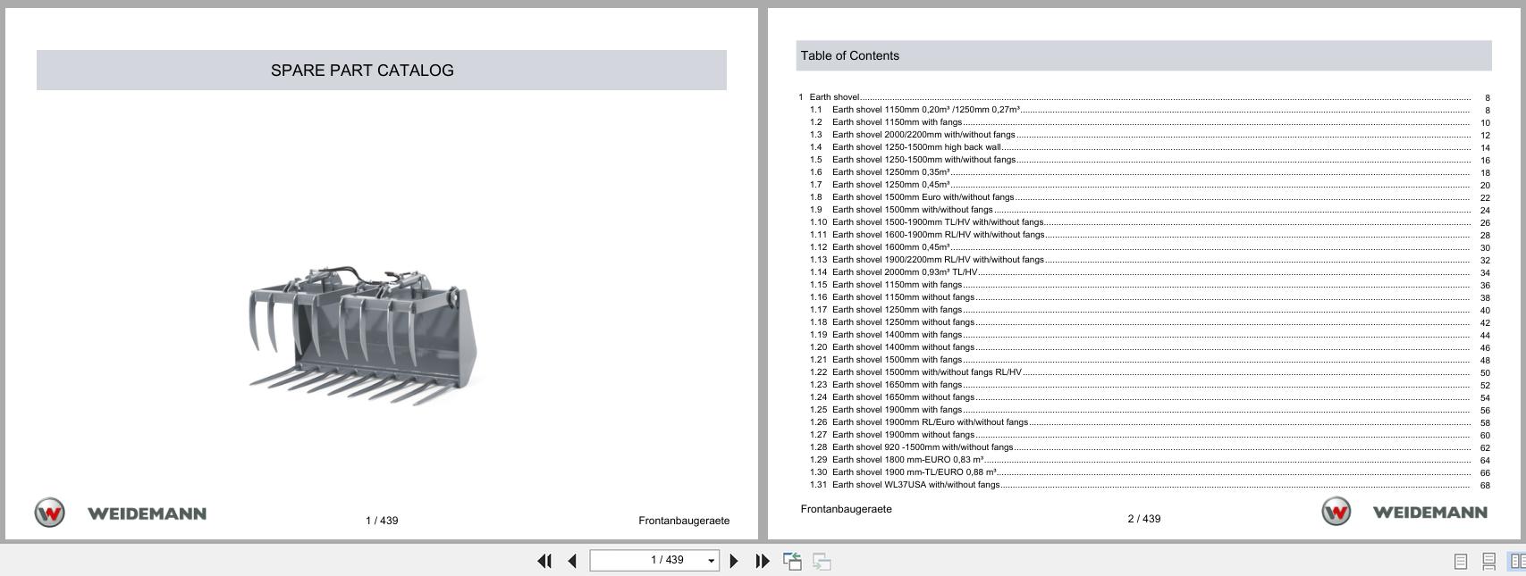 Weidemann Front Loader Spare Parts List EN (1)
