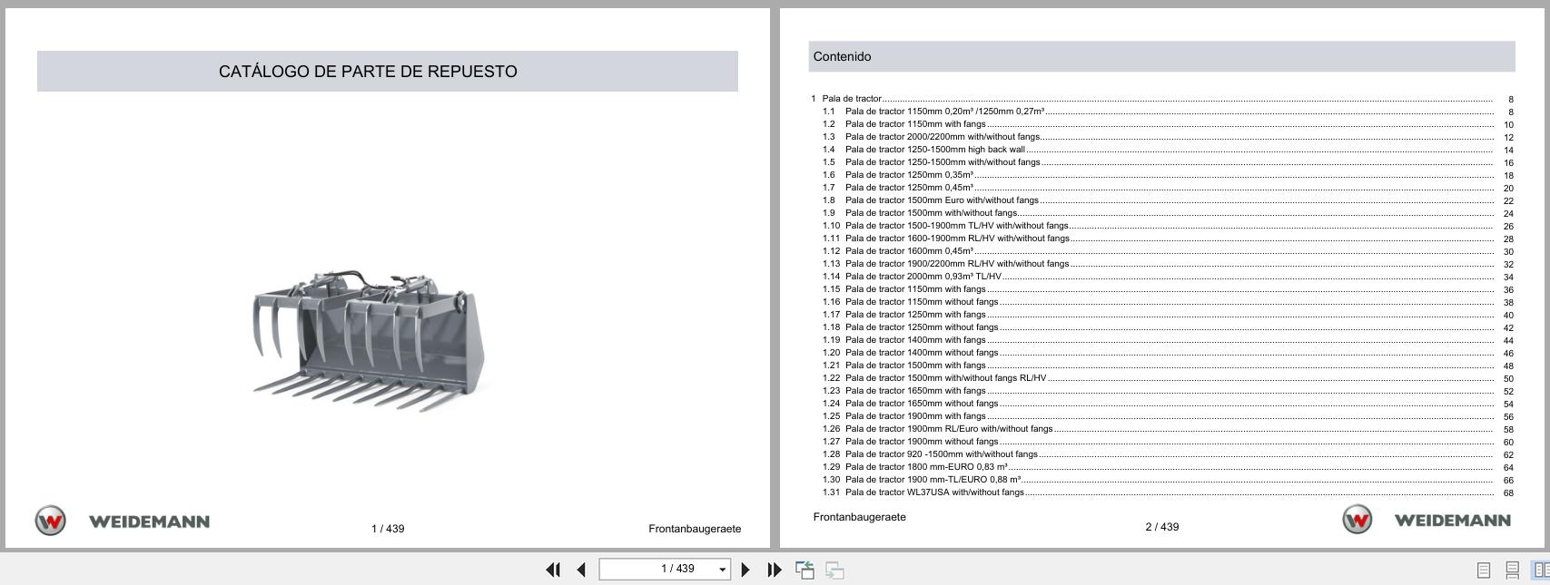 Weidemann Front Loader Spare Parts List ES (1)