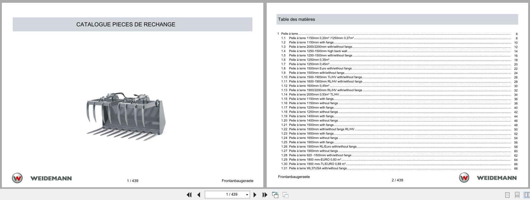 Weidemann Front Loader Spare Parts List FR (1)