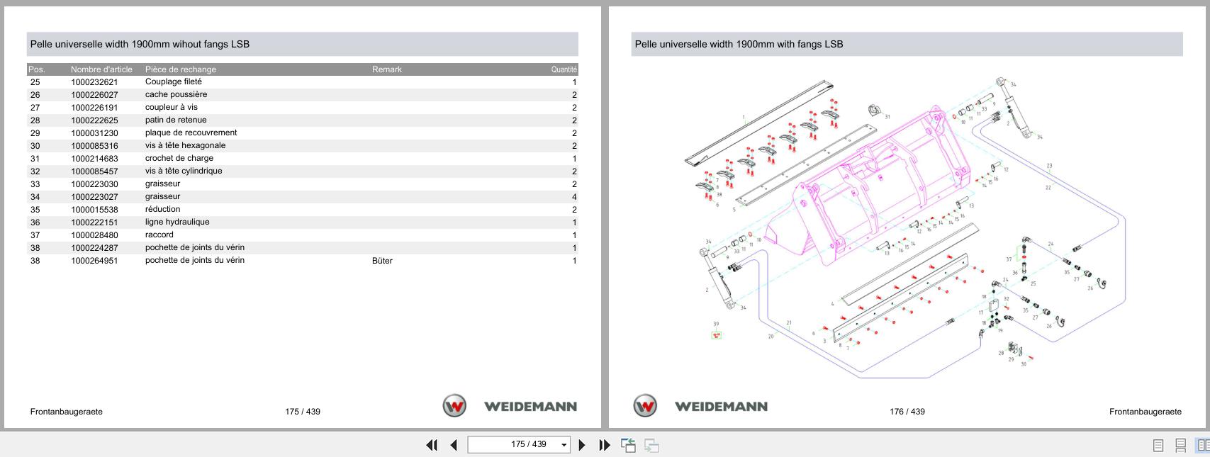 Weidemann Front Loader Spare Parts List FR (2)