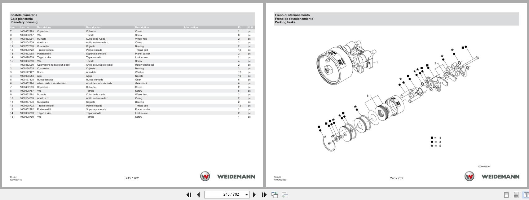 Weidemann Telehandler T1412 CA T01 01 Spare Parts Catalog 05.2025 IT ES EN (2)