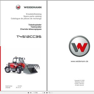 Weidemann Telehandler T4512CC35 Spare Parts Catalog T4512CC35 01.2023 DE EN FR (1)