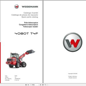Weidemann Telescopic Loader 4080T T4F RL60 Spare Parts Catalog 1000360105 06.2025 IT ES EN (1)
