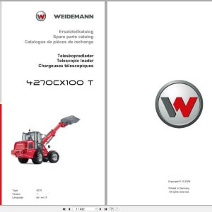 Weidemann Telescopic Loader 4270CX100 T 4270 Spare Parts Catalog 10.2024 DE EN FR (1)