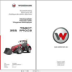 Weidemann Telescopic Loader 9580T 355 R9003 Spare Parts List 10.2020 DE EN FR (1)