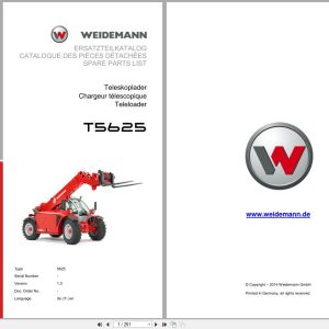 Weidemann Telescopic Loader T5625 5625 Spare Parts List 2014 DE FR EN (1)