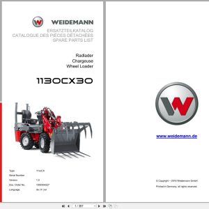 Weidemann Wheel Loader 1130CX30 11xxCX Spare Parts List 1000304227 2016 DE FR EN (1)