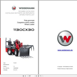 Weidemann Wheel Loader 1130CX30 11xxCX Spare Parts List 1000325987 2016 IT ES EN (1)