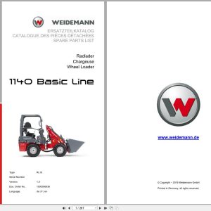 Weidemann Wheel Loader 1140 Basic Line RL16 Spare Parts List 1000356936 2016 DE FR EN (1)