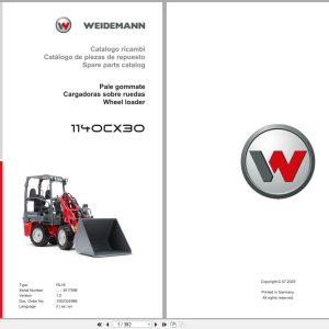 Weidemann Wheel Loader 1140CX30 RL16 Spare Parts Catalog 1000325988 07.2025 IT ES EN (1)
