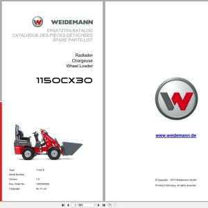 Weidemann Wheel Loader 1150CX30 11xxCX Spare Parts List 1000304255 2014 DE FR EN (1)