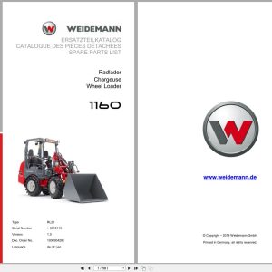 Weidemann Wheel Loader 1160 RL20 Spare Parts List 1000304281 2014 DE FR EN (1)