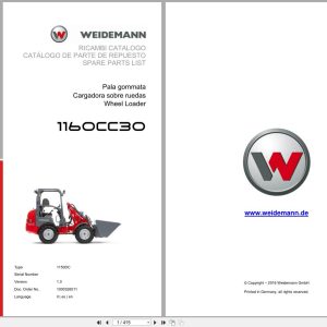 Weidemann Wheel Loader 1160CC30 1150DC Spare Parts List 1000326011 2016 IT ES EN (1)
