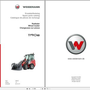 Weidemann Wheel Loader 1190E A09 01 Spare Parts Catalog 03.2023 DE EN FR (1)