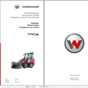 Weidemann Wheel Loader 1190E A09 01 Spare Parts Catalog 07.2025 DE EN FR (1)