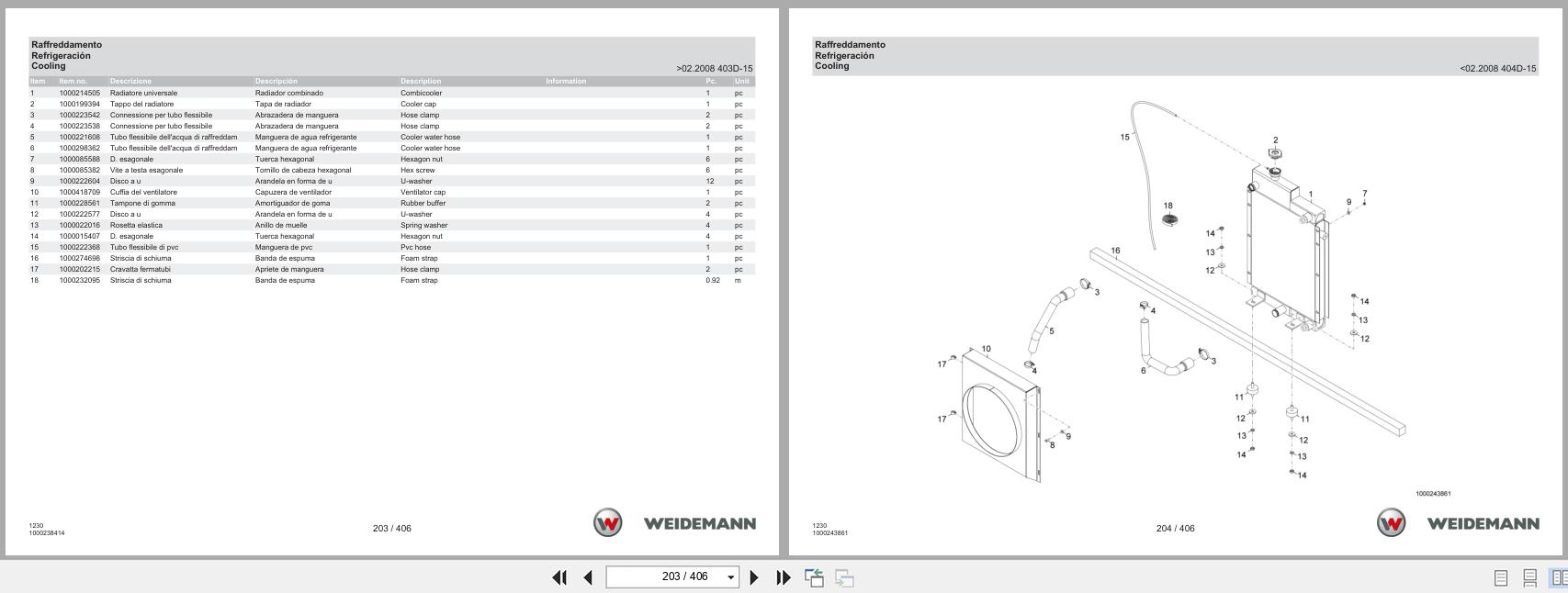Weidemann Wheel Loader 1230CX30 1230 Spare Parts Catalog 07.2025 IT ES EN (2)