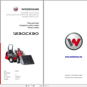 Weidemann Wheel Loader 1230CX30 12xxCX Spare Parts List 1000326013 04.2019 IT ES EN (1)