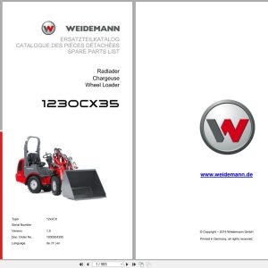 Weidemann Wheel Loader 1230CX35 12xxCX Spare Parts List 1000304355 04.2019 DE FR EN (1)