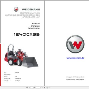Weidemann Wheel Loader 1240CX35 12xxCX Spare Parts List 1000304360 04.2019 DE FR EN (1)