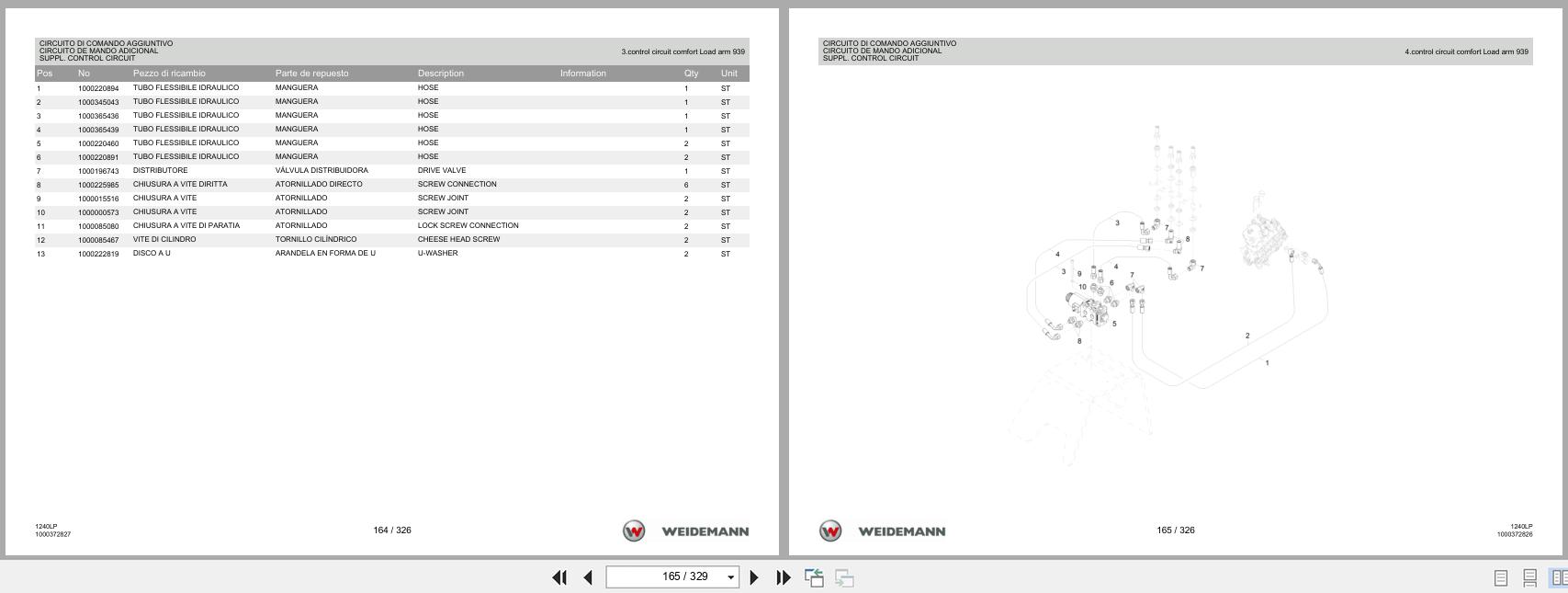 Weidemann Wheel Loader 1240CX35 LP Kabine 1240LP Spare Parts List 1000365678 04.2019 IT ES EN (2)