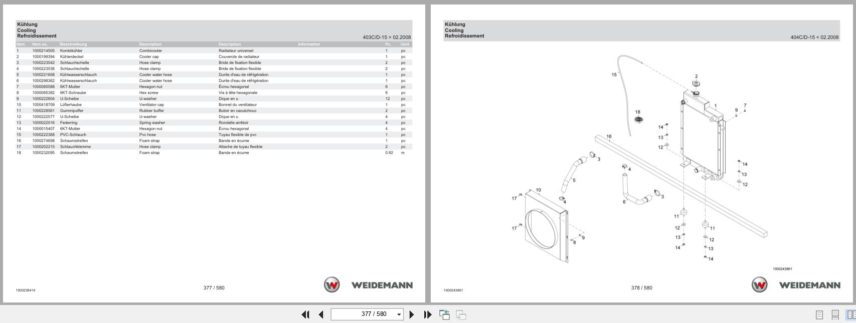 Weidemann Wheel Loader 1240CX35 Spare Parts Catalog 1000304360 07.2025 DE EN FR (3)