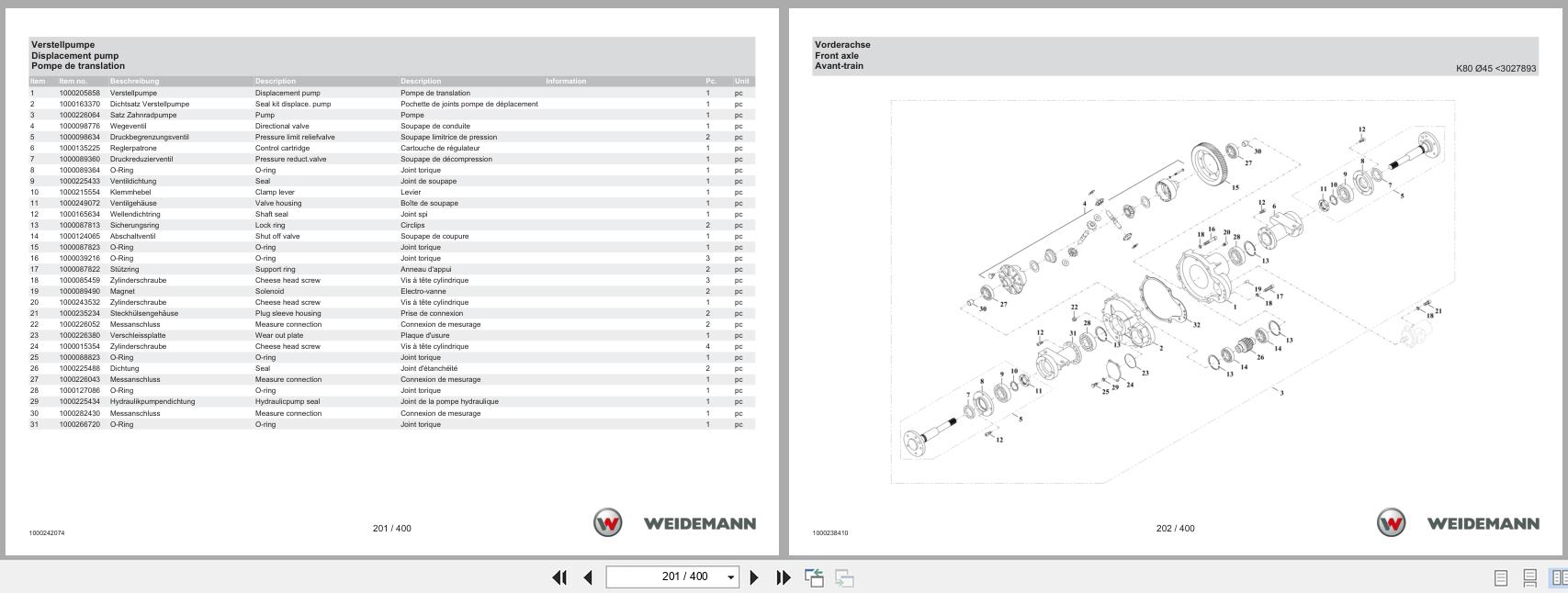 Weidemann Wheel Loader 1240CX35LP Spare Parts Catalog 03.2024 DE EN FR (2)