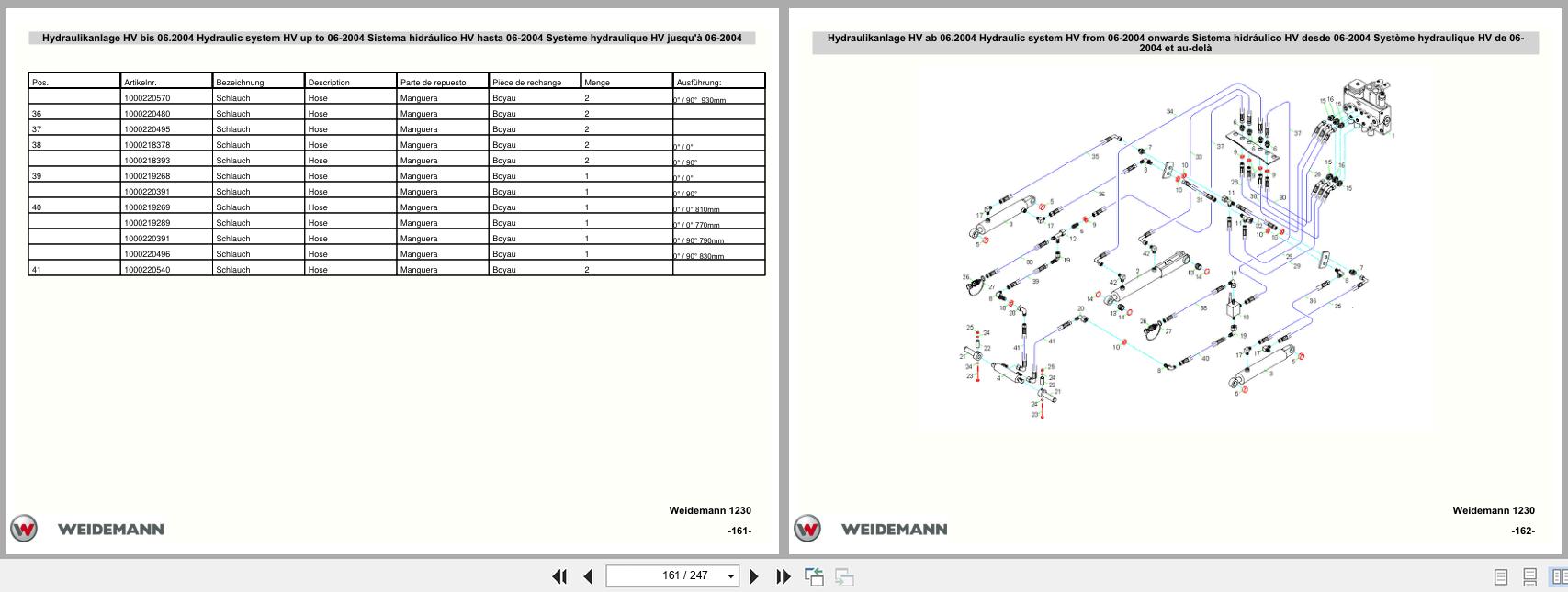 Weidemann Wheel Loader 1250 P26 P27 P33 P34 Parts List 5056125005 DE EN FR ES (3)