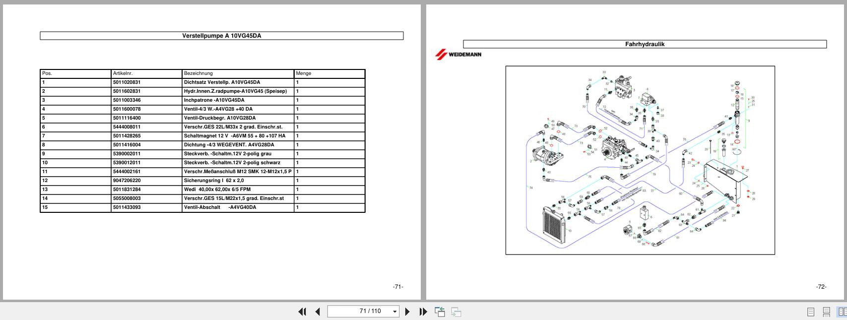 Weidemann Wheel Loader 1250 P33 DBE Parts List DE (3)