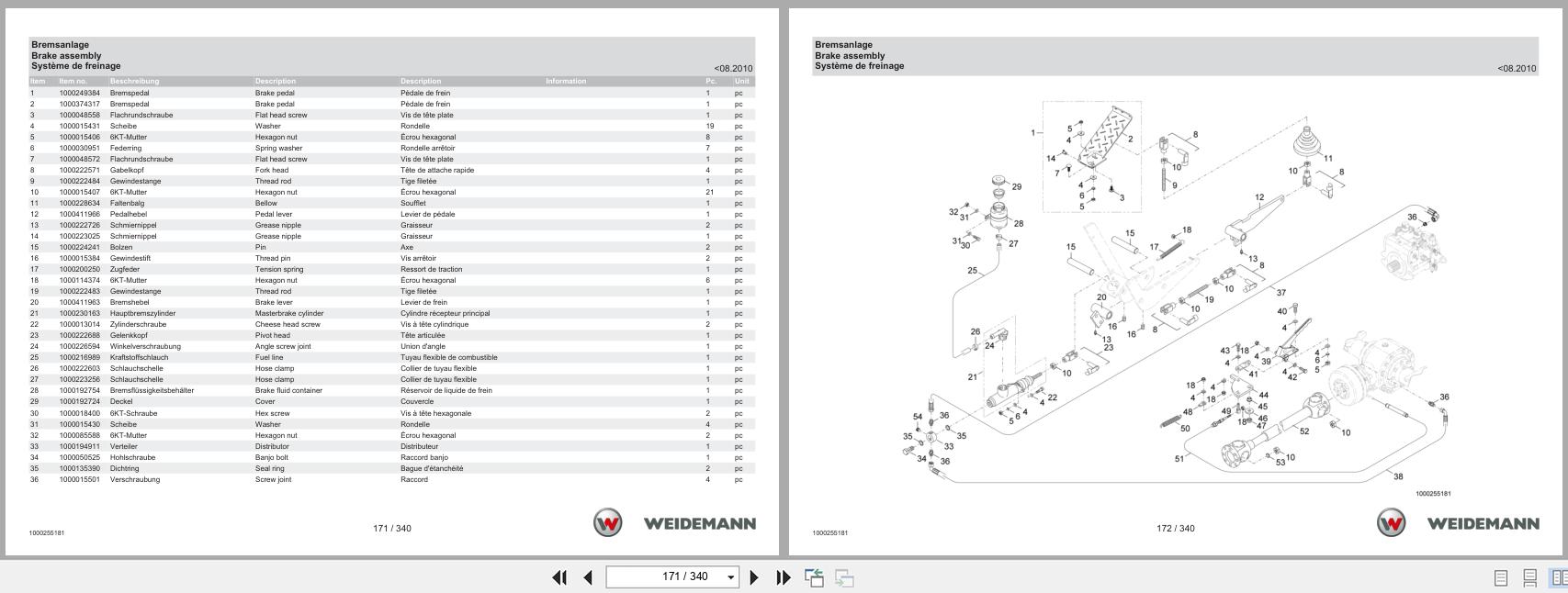 Weidemann Wheel Loader 1250CC35 Spare Parts Catalog 1000304364 11.2022 DE EN FR (2)