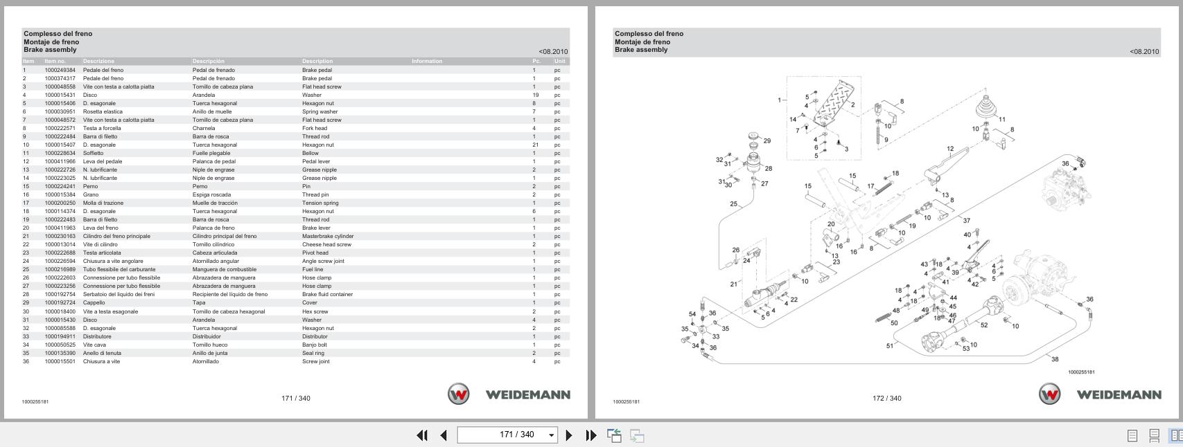 Weidemann Wheel Loader 1250CC35 Spare Parts Catalog 1000326017 11.2022 IT ES EN (2)
