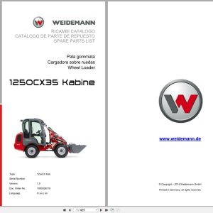 Weidemann Wheel Loader 1250CX35 Kabine 12xxCX Kab Spare Parts List 1000326019 04.2019 IT ES EN (1)