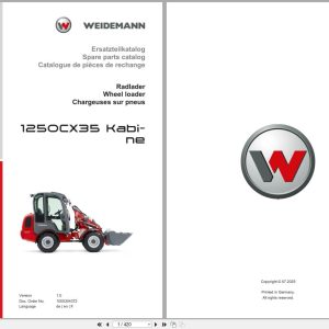 Weidemann Wheel Loader 1250CX35 Kabine Spare Parts Catalog 07.2025 DE EN FR (1)