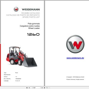 Weidemann Wheel Loader 1260 RL22 Spare Parts List 1000326020 2016 IT ES EN (1)