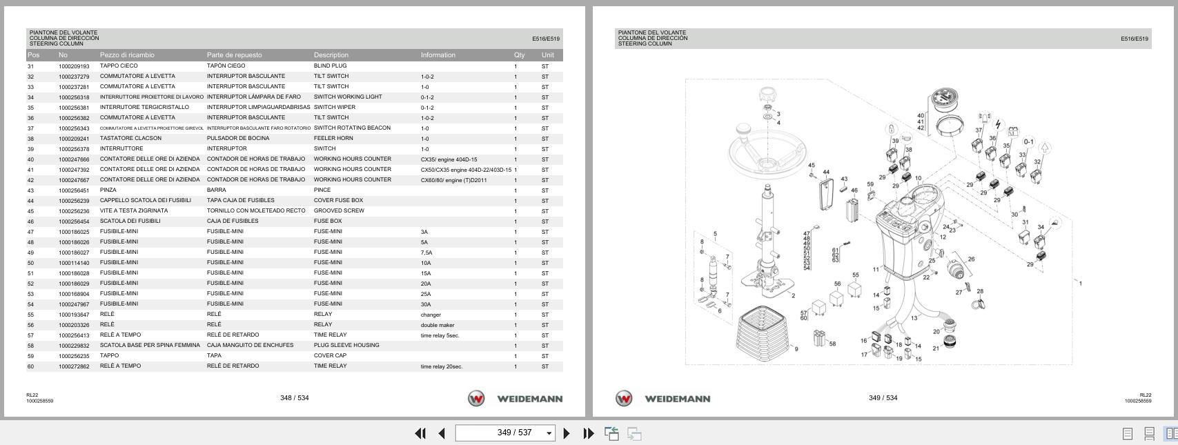 Weidemann Wheel Loader 1260 RL22 Spare Parts List 1000326020 2016 IT ES EN (3)
