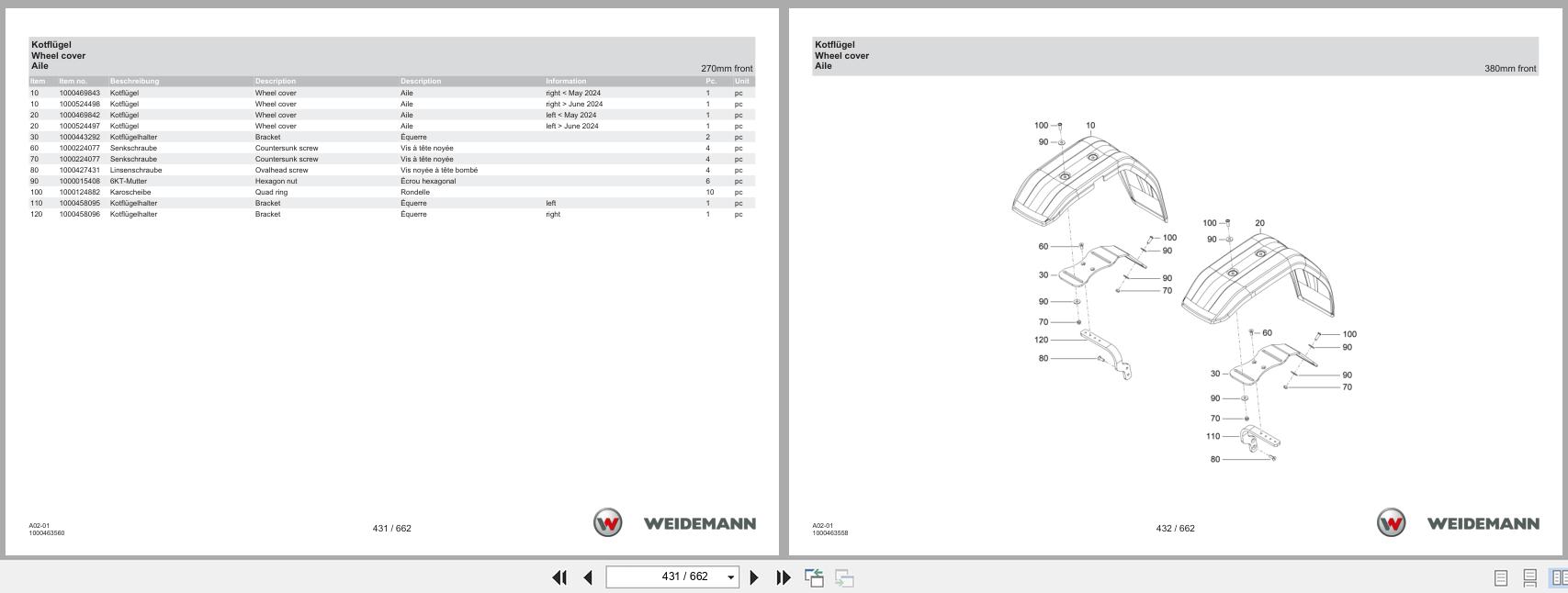 Weidemann Wheel Loader 1260LP A02 01 Spare Parts Catalog 05.2025 DE EN FR (3)