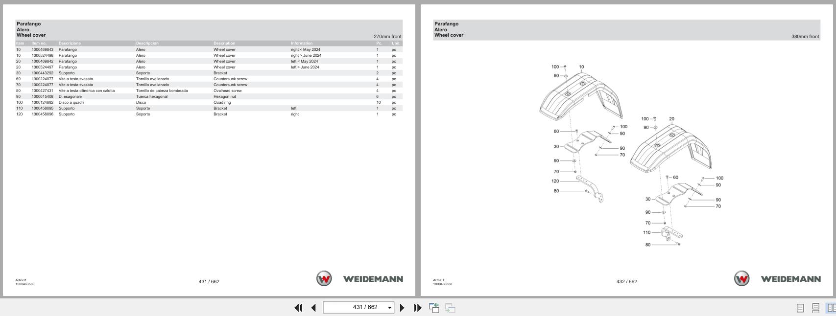 Weidemann Wheel Loader 1260LP A02 01 Spare Parts Catalog 05.2025 IT ES EN (3)