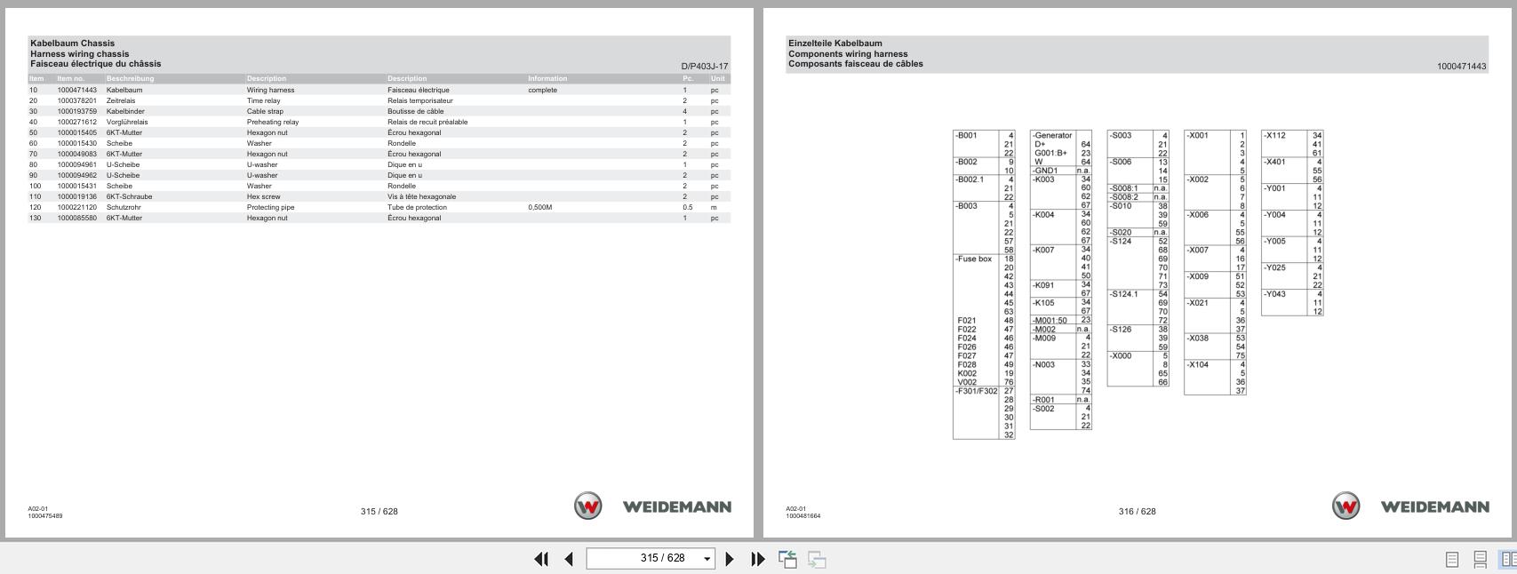 Weidemann Wheel Loader 1260LP A02 01 Spare Parts Catalog 06.2023 DE EN FR (2)
