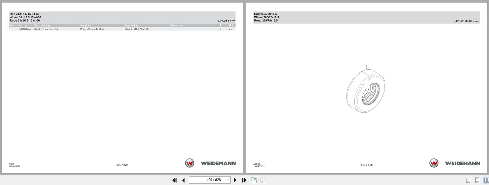 Weidemann Wheel Loader 1260LP A02 01 Spare Parts Catalog 06.2023 DE EN FR (3)