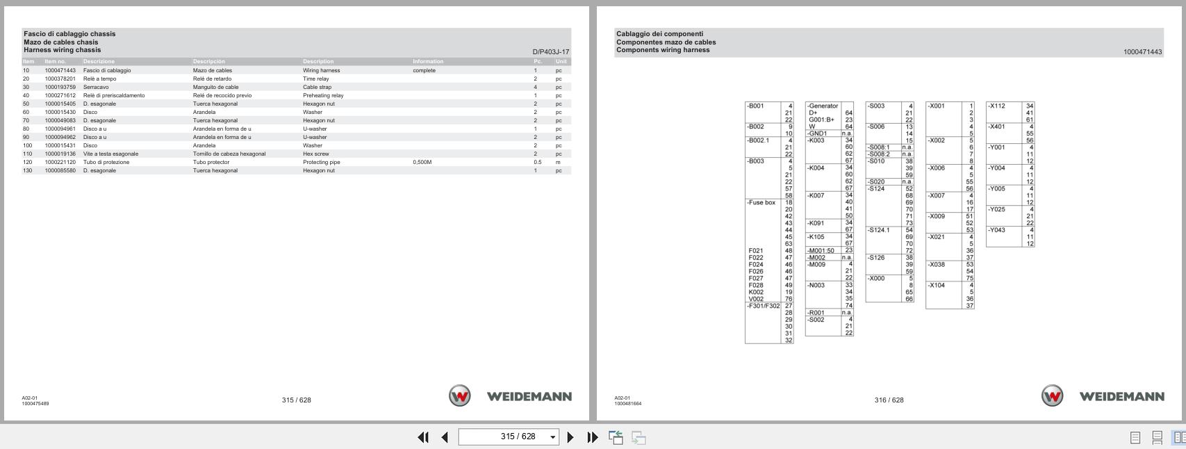 Weidemann Wheel Loader 1260LP A02 01 Spare Parts Catalog 06.2023 IT ES EN (2)