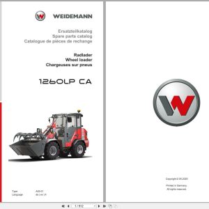 Weidemann Wheel Loader 1260LP CA A02 01 Spare Parts Catalog 05.2025 DE EN FR (1)
