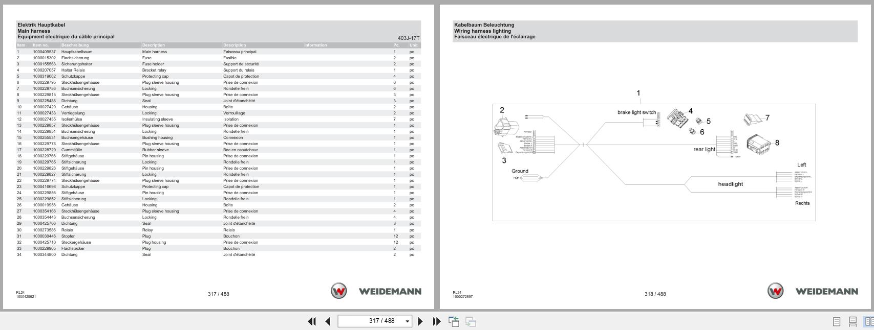 Weidemann Wheel Loader 1280 18.4KW RL24 Spare Parts Catalog 11.2022 DE EN FR (3)