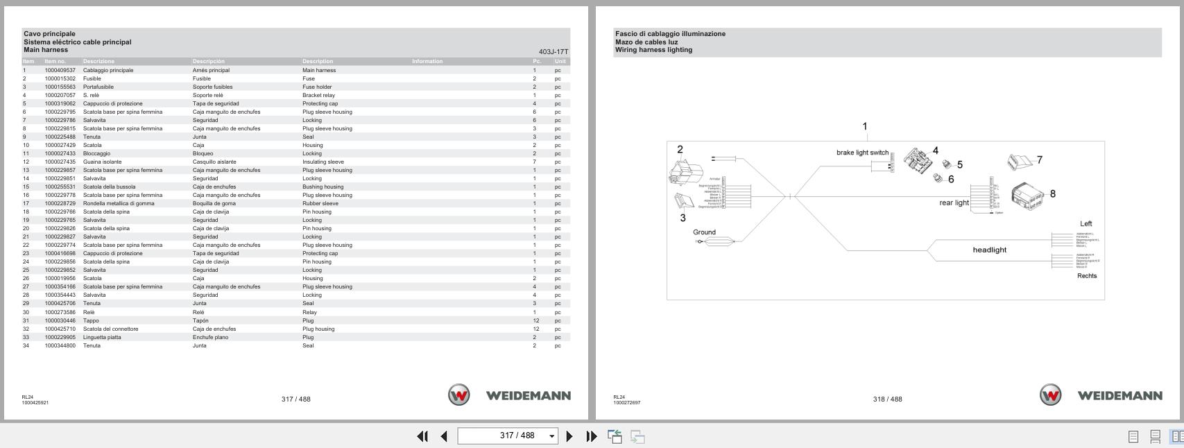 Weidemann Wheel Loader 1280 18.4KW RL24 Spare Parts Catalog 11.2022 IT ES EN (3)