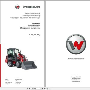 Weidemann Wheel Loader 1280 24.6KW RL24 Spare Parts Catalog 1000304395 02.2021 DE EN FR (1)