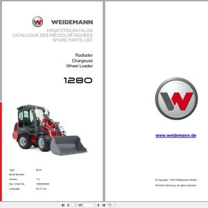 Weidemann Wheel Loader 1280 RL24 Spare Parts List 1000304395 04.2019 DE FR EN (1)