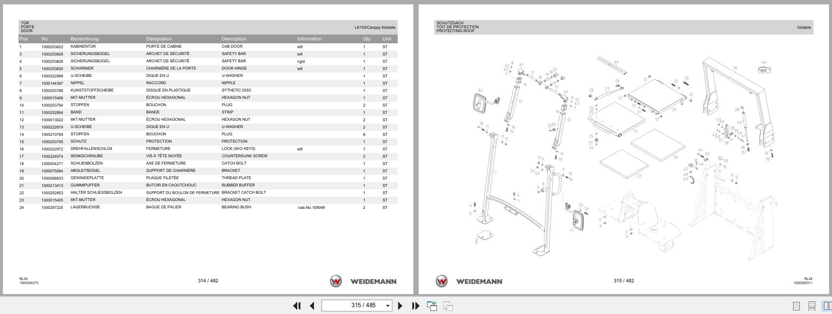Weidemann Wheel Loader 1280 RL24 Spare Parts List 1000304395 04.2019 DE FR EN (3)